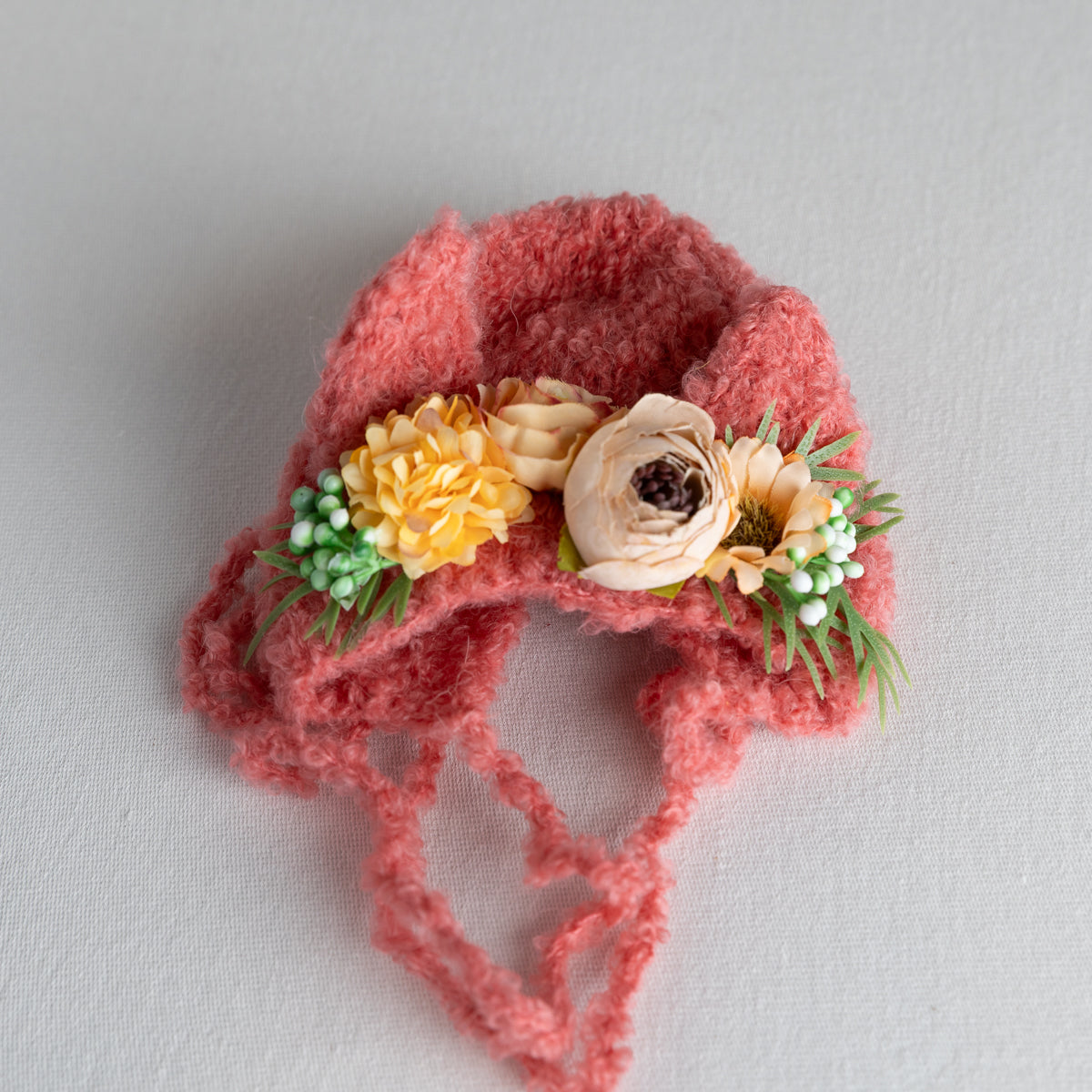 Kitty cat flower hat in bright pink